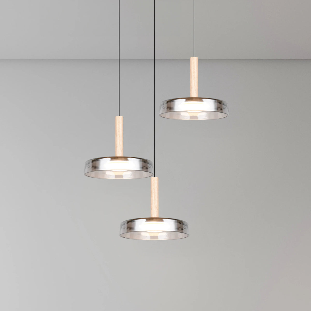 Trio Lighting Pendelleuchte Hängelampe Celeste Glas chrom holz höhenverstellbar - 4017807616897