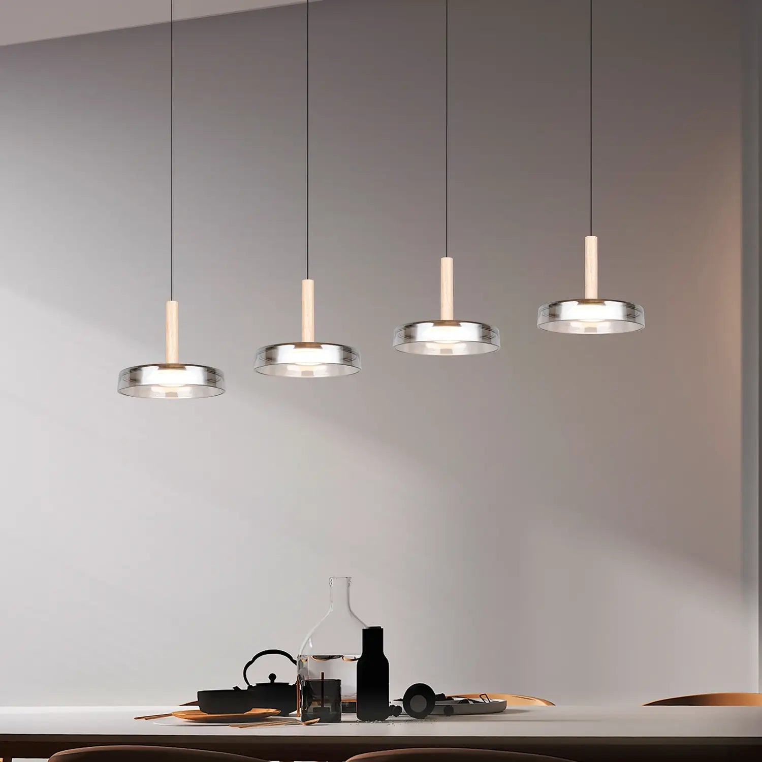 B-Ware Trio Lighting Pendelleuchte Hängelampe Led Glas Holz Chrom Dimmbar 115 Cm802 - 4017807616903
