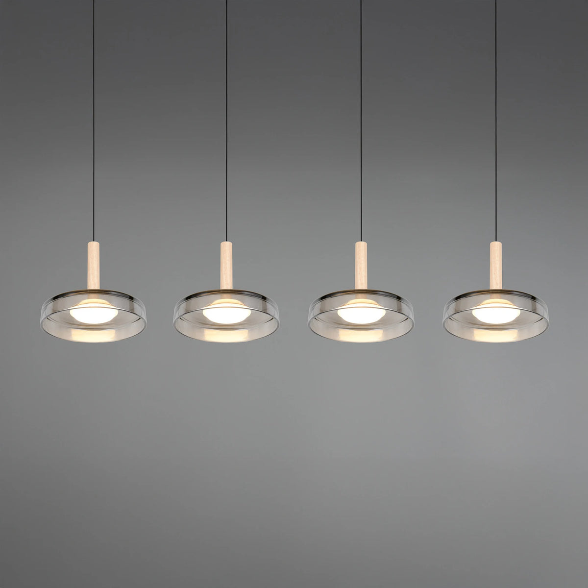 Trio Lighting Pendelleuchte Hängelampe LED Glas Holz chrom dimmbar 115 cm802 - 4017807616903