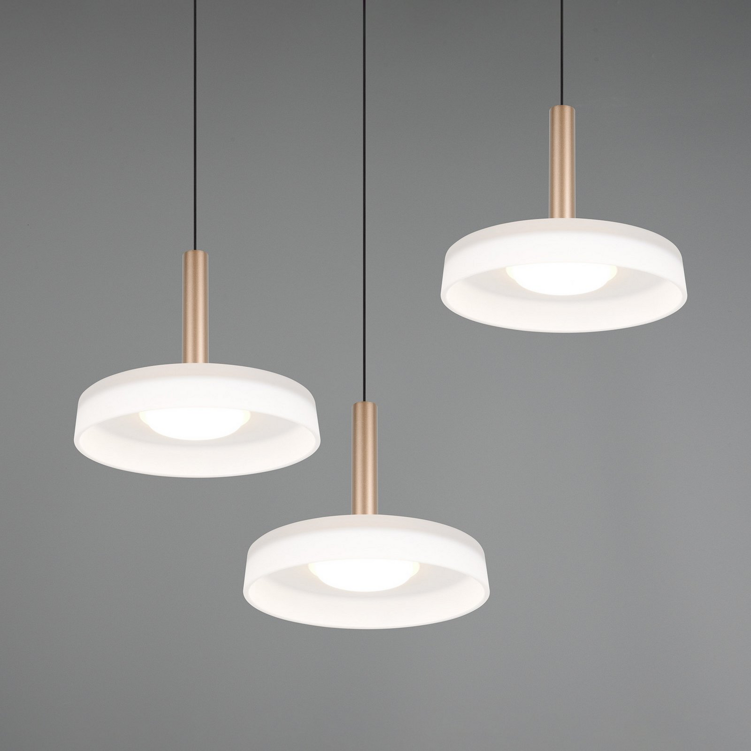 B-Ware Trio Lighting Led Hängelampe Deckenleuchte Celeste Weiß Braun ø 35 Cm 3 Flg Glas - 4017807627398