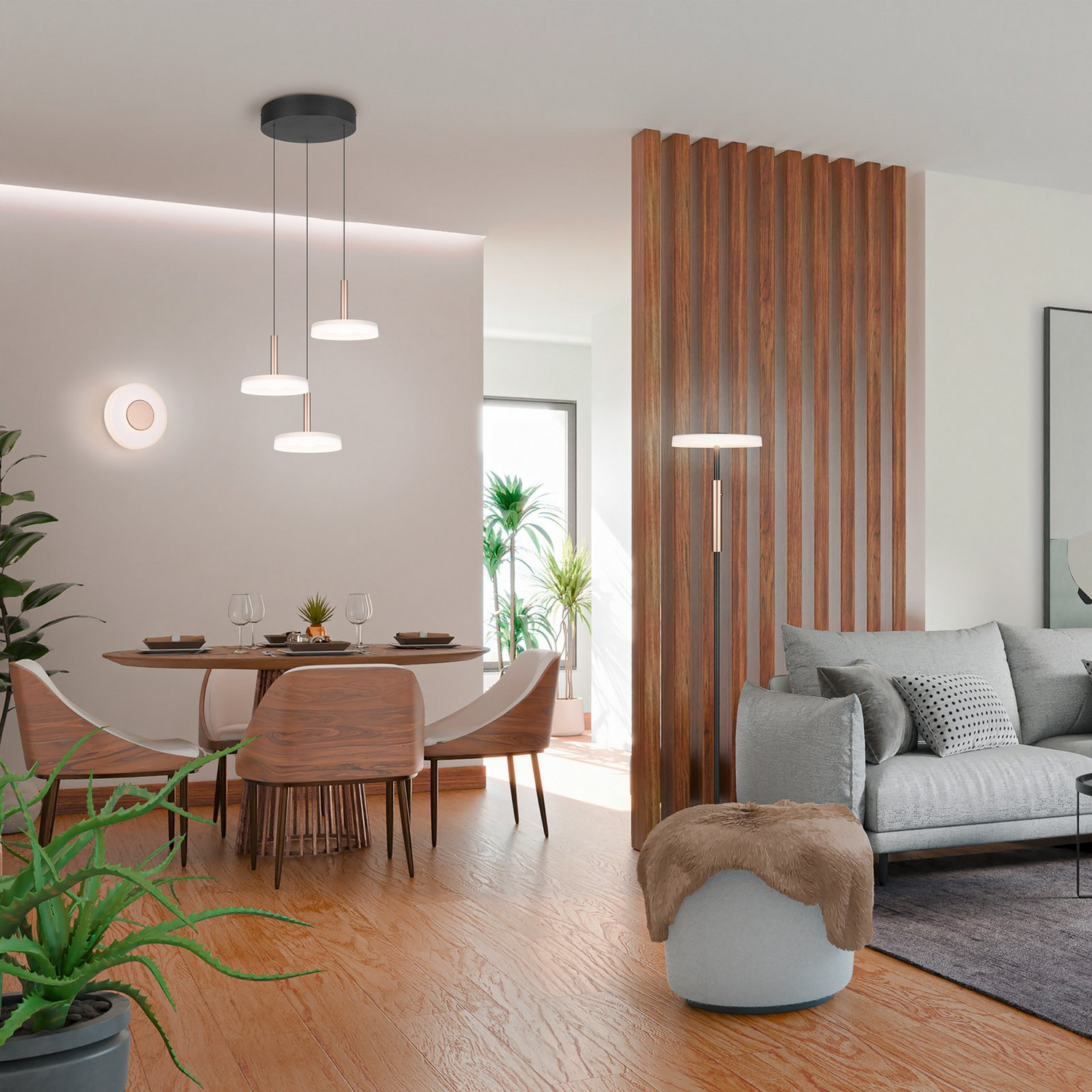 B-Ware Trio Lighting Pendelleuchte Hängeleuchte Celeste Led Glas Weiß Braun Dimmbar288