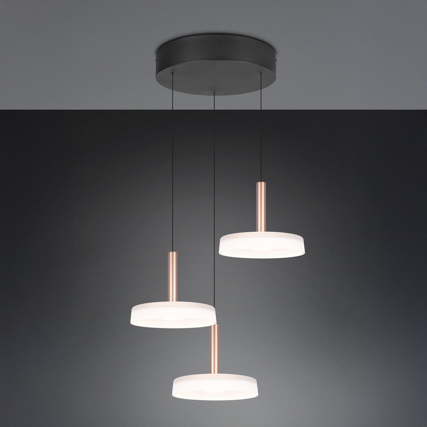 B-Ware Trio Lighting Led Hängelampe Deckenleuchte Celeste Weiß Braun ø 35 Cm 3 Flg Glas - 4017807627398