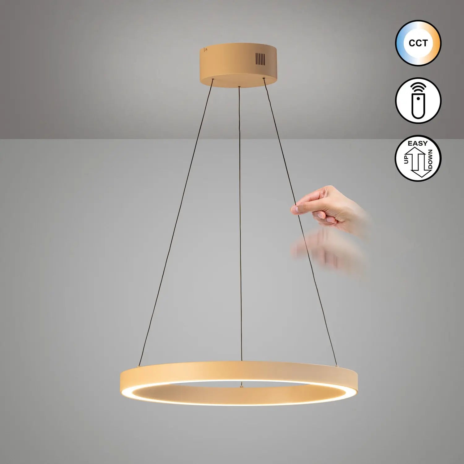 B-Ware Fischer & Honsel Led Hängelampe Pendelleuchte Silvio Sandfarben Metall Cct 6448 - 4003694611381