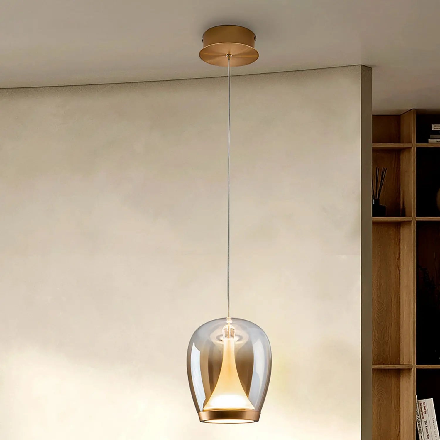 B-Ware Schuller Valencia Pendelleuchte Hängeleuchte Led Glas Gold Amber Aluminium - 8435435341572