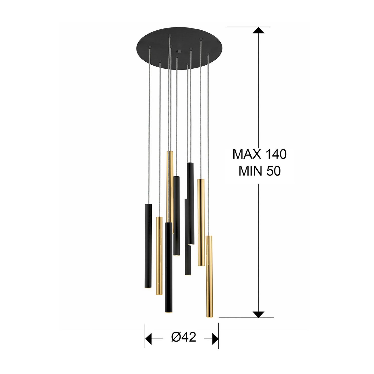 B-Ware Led Hängelampe Varas Pendelleuchte Deckenleuchte Steuerbar 9 Flg Gold Schwarz - 8435435329631