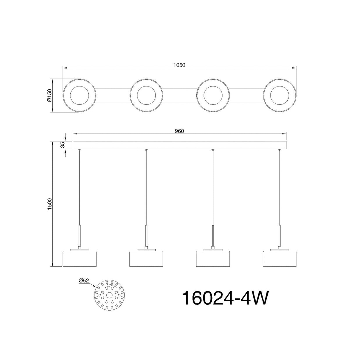 LED Hängeleuchte Belinda Pendelleuchte Lampe Glas Länge 105 cm weiß 4 flg - 9007371533299