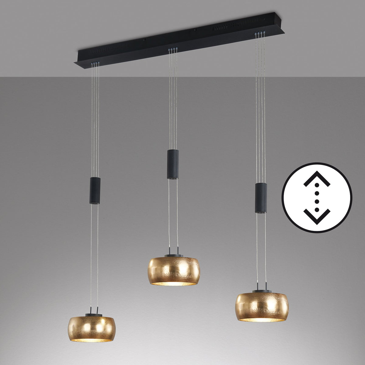 FISCHER HONSEL Hängeleuchte Pendelleuchte LED Colette gold schwarz dreiflammig - 4003694610926