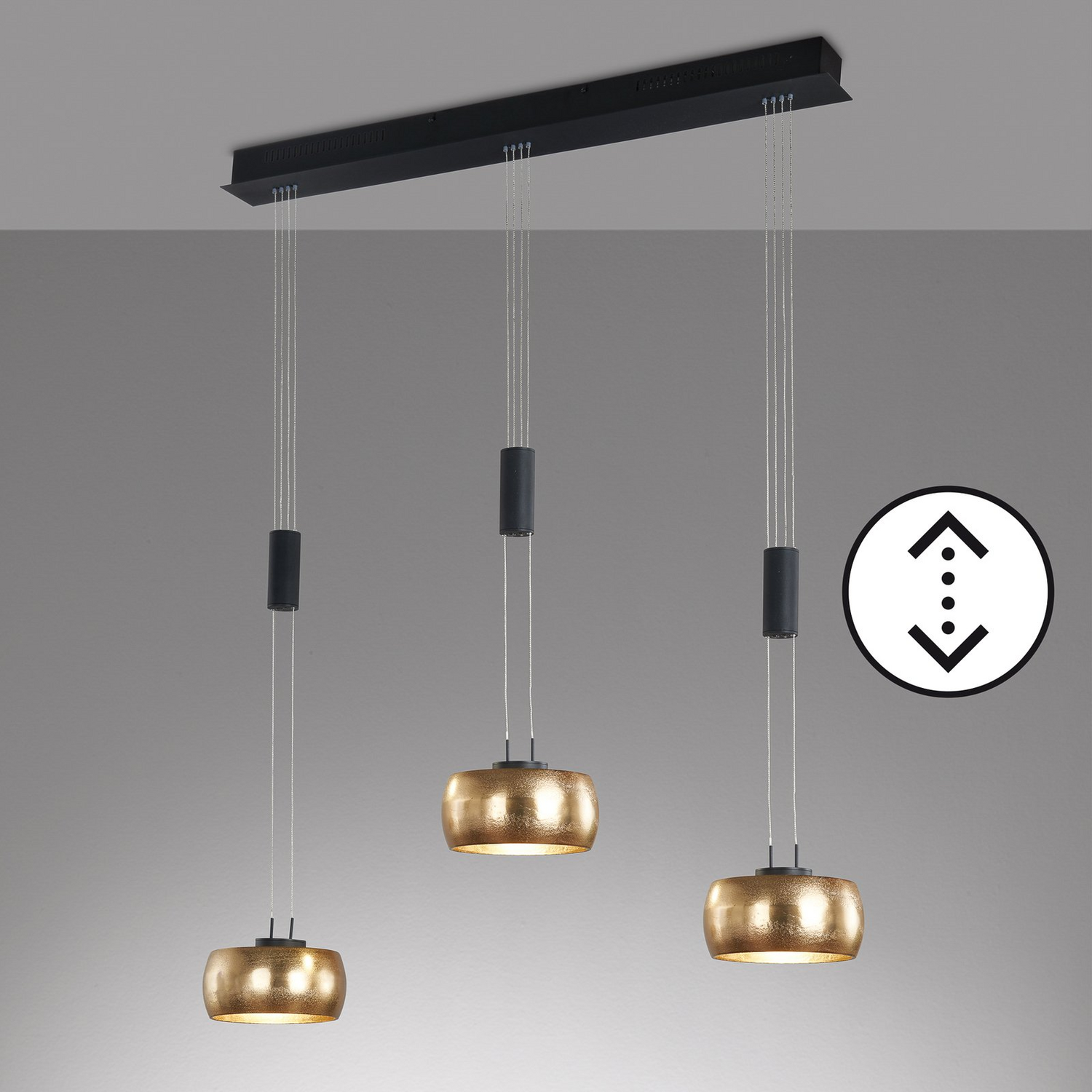 B-Ware Fischer Honsel Hängeleuchte Pendelleuchte Led Colette Gold Schwarz Dreiflammig - 4003694610926