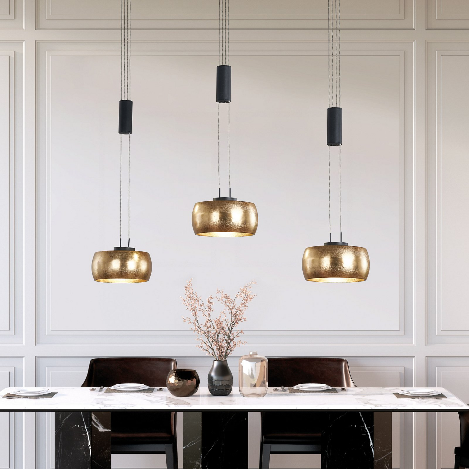 B-Ware Fischer Honsel Hängeleuchte Pendelleuchte Led Colette Gold Schwarz Dreiflammig - 4003694610926