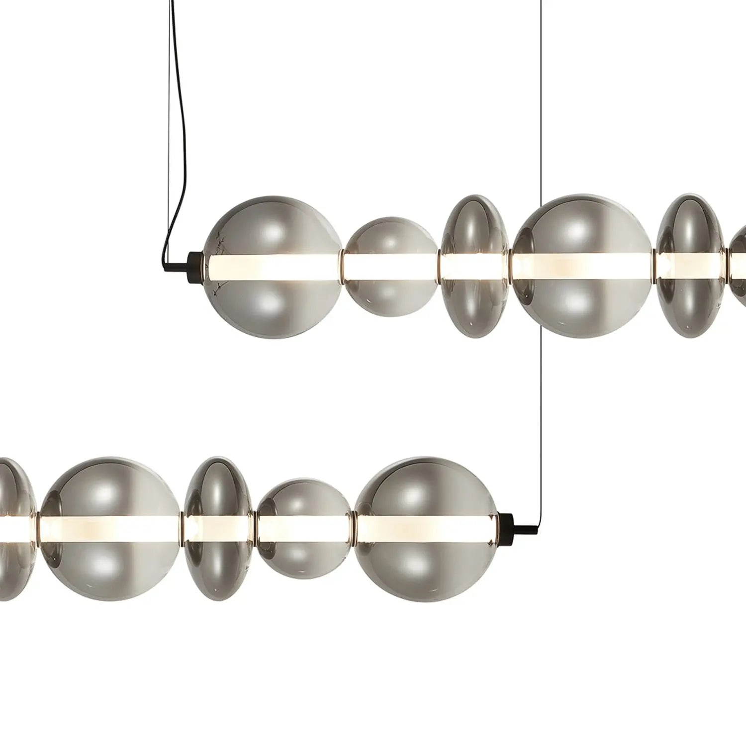 B-Ware Daphne Led Hängeleuchte Pendelleuchte Glas Grau Transparent Länge 118 Cm - 5902693803485