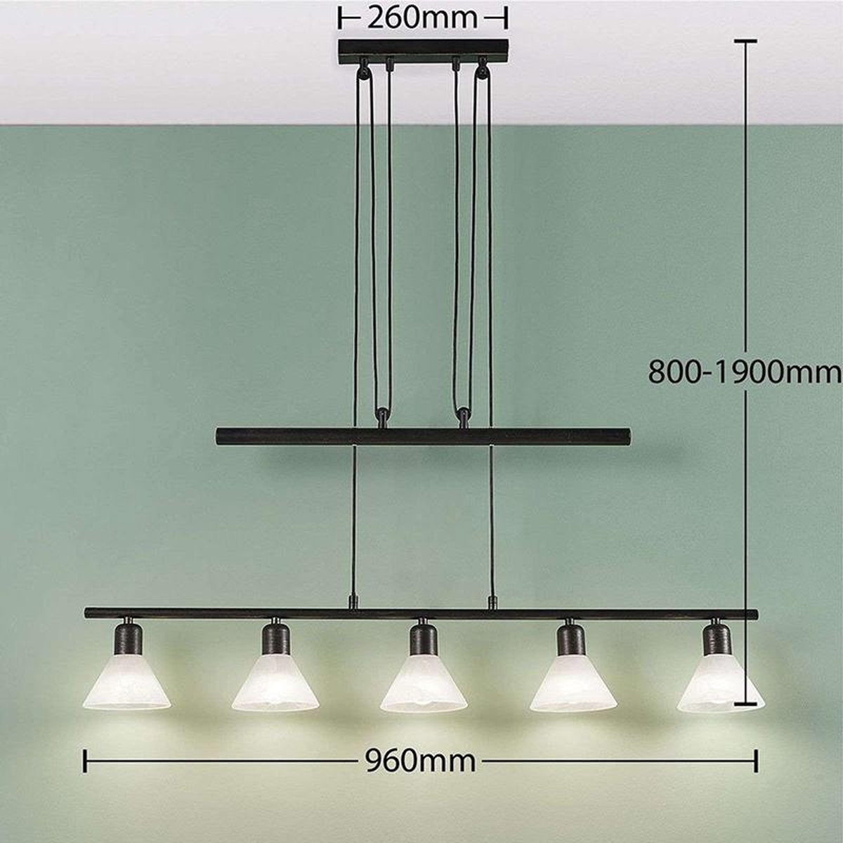 Lampenwelt LED-Hängeleuchte Hängeleuchte Lampe Eleasa easydim 5-f. schwarz Leuch - 4251096531442