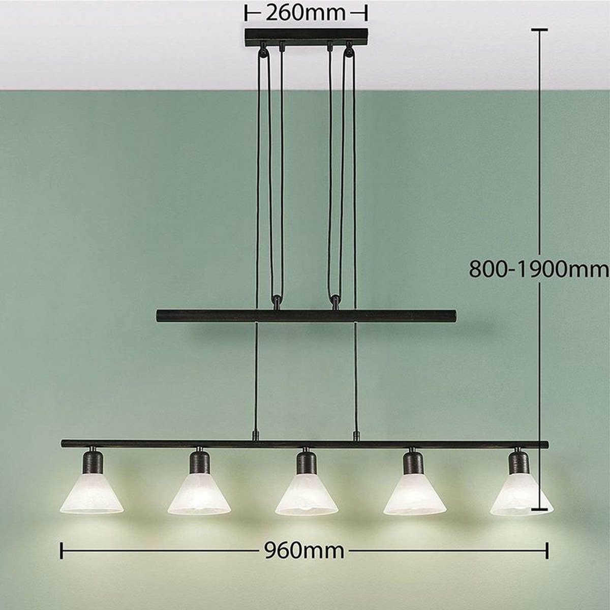 B-Ware Lampenwelt Led Hängeleuchte Hängeleuchte Lampe Eleasa Easydim 5 F. Schwarz Leuch - 4251096531442