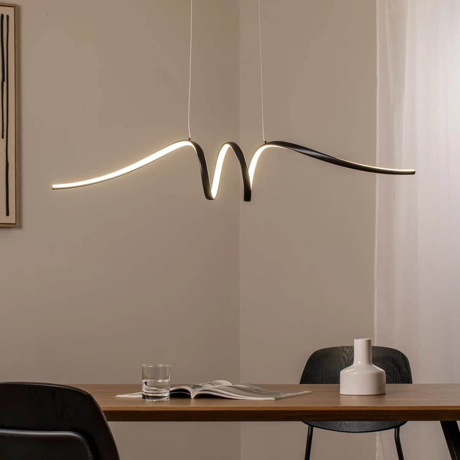 B-Ware Milagro Lighting Hängeleuchte Pendelleuchte Led Loop Metall Schwarz Chrom - 5902693715771