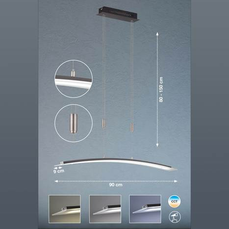B-Ware Fischer & Honsel Led Hängeleuchte Metis Hängelampe Led Dimmbar Cct Schwarz 90cm