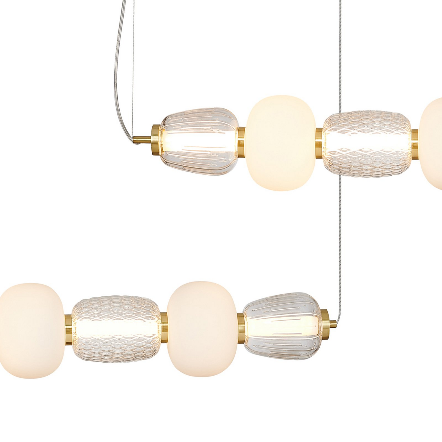 B-Ware Led Hängeleuchte Pendelleuchte Caro Glas Transparent Opal Länge 110 Cm Lampe