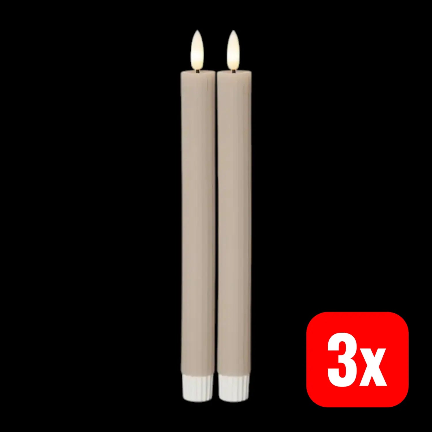 B-Ware Startrading Led Kerze Flamme Kerze Beige 25 Cm Wachs Batterie 2er Pack 3 Sets - 7391482064899