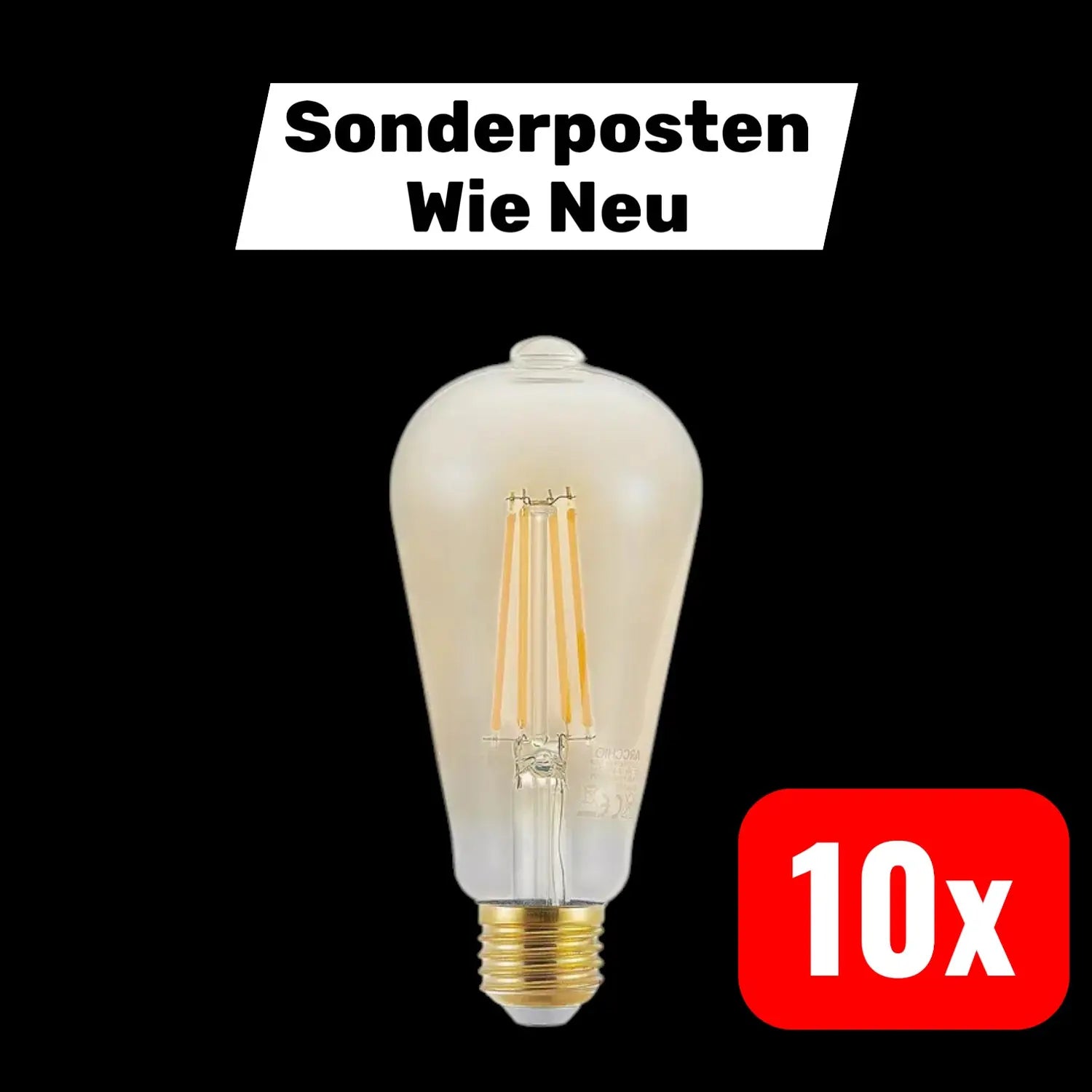 B-Ware Led Lampe E27 St64 6,5 W 2500 K 3 Step Dimmer Glühbirne Leuchtmittel 10 Stück - 4251096567915