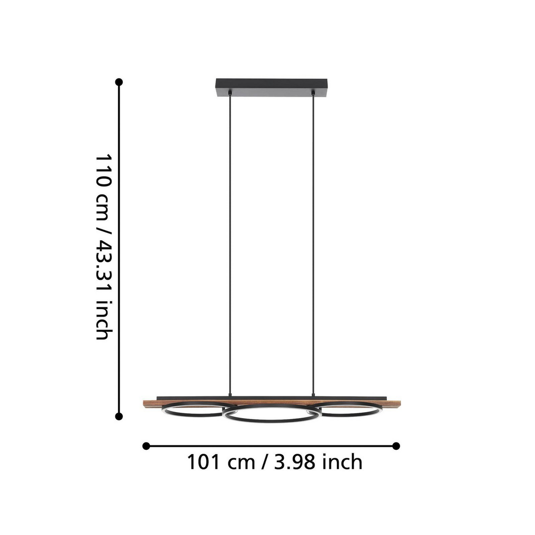 Eglo Pendellampe Hängelampe Led Boyal Holz Braun 101cm 3 Flg B-Ware - 9002759996246