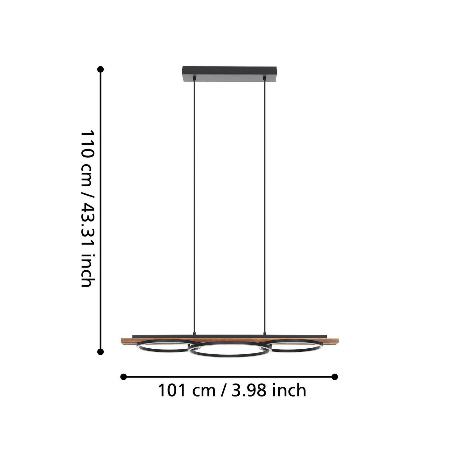 Eglo Pendellampe Hängelampe Led Boyal Holz Braun 101cm 3 Flg B-Ware - 9002759996246