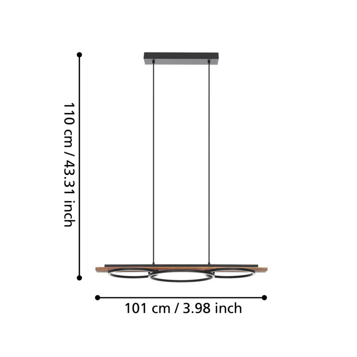 Eglo Pendellampe Hängelampe Led Boyal Holz Braun 101cm 3 Flg B-Ware - 9002759996246