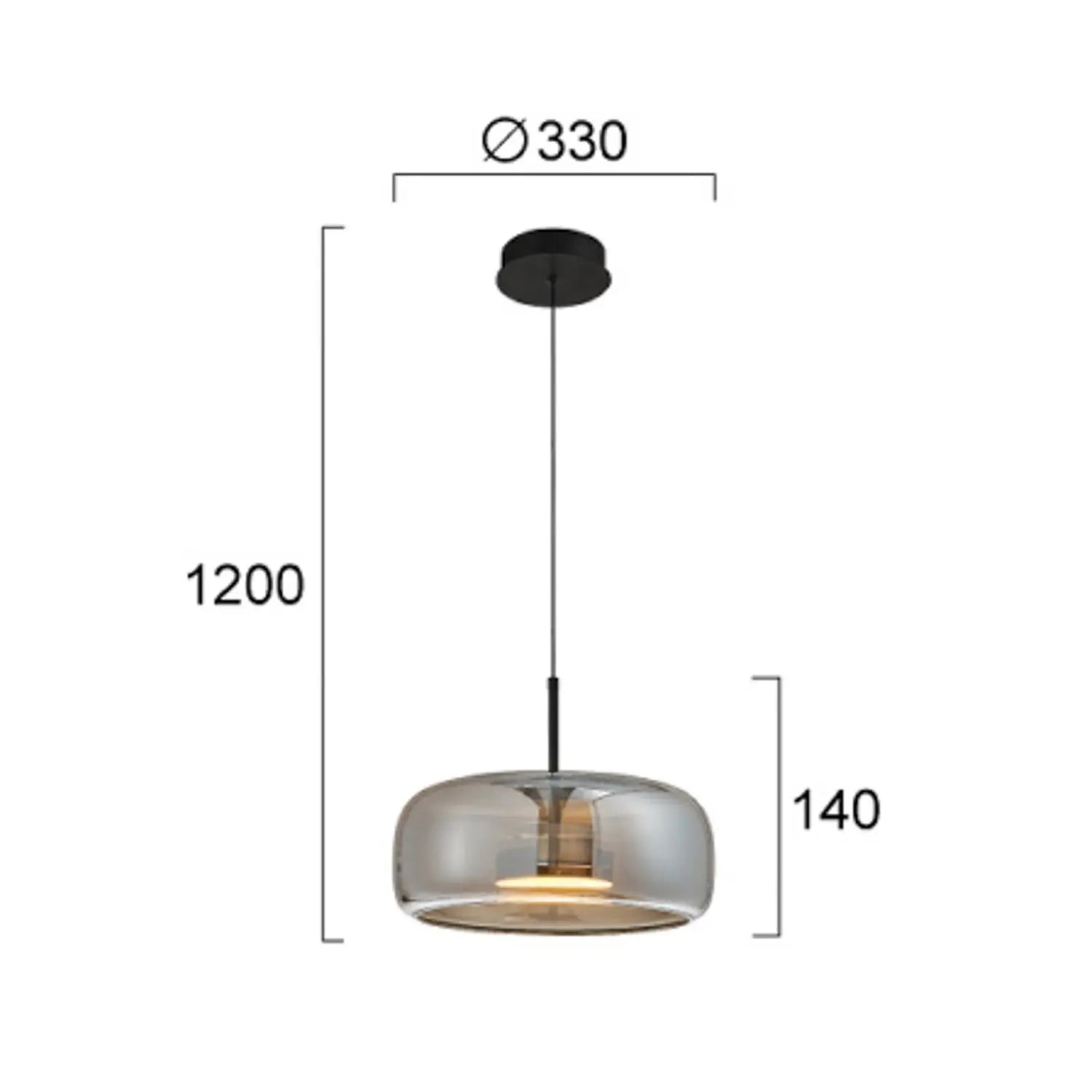 B-Ware Viokef Pendelleuchte Hängelampe Led Glas Metall Rauchgrau Schwarz Deco 33 Cm - 5201769150738
