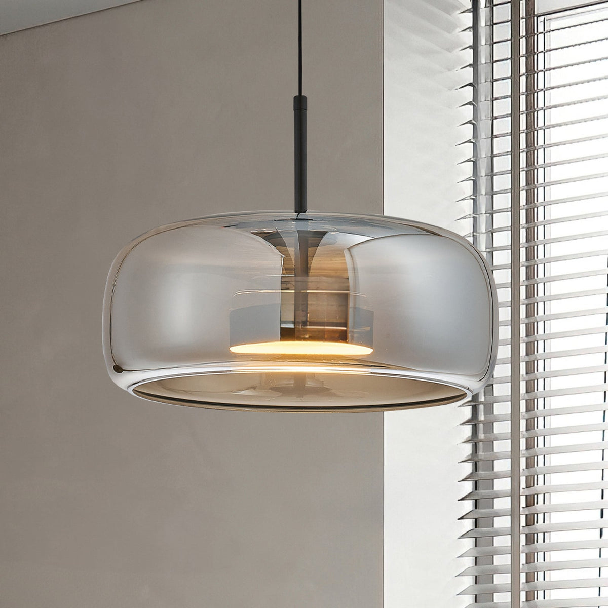 Viokef Pendelleuchte Hängelampe LED Glas Metall rauchgrau schwarz Deco 33 cm - 5201769150738