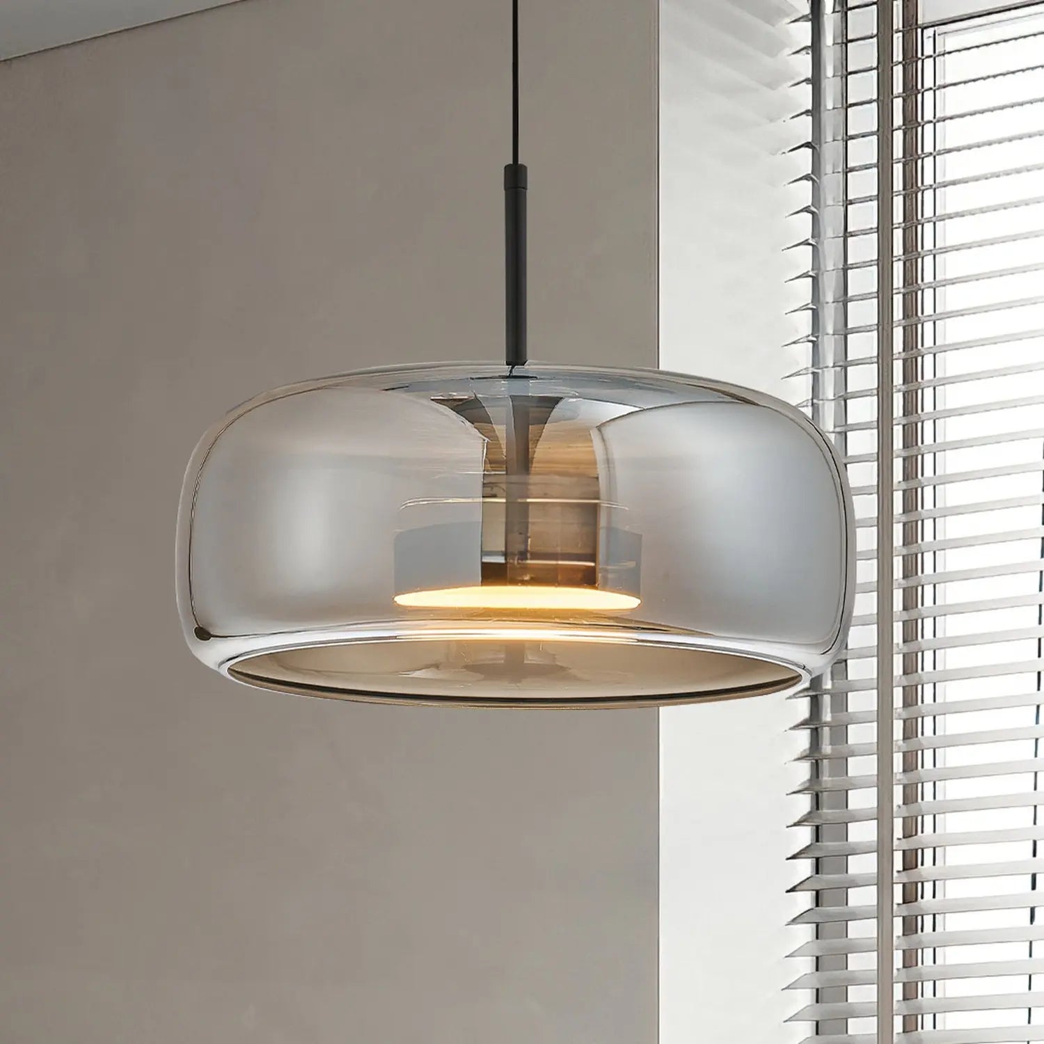 B-Ware Viokef Pendelleuchte Hängelampe Led Glas Metall Rauchgrau Schwarz Deco 33 Cm - 5201769150738