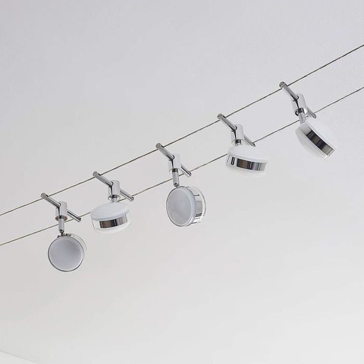 Lampenwelt LED-Seilsystem Deckenlampe Lampe Leuchte Ksenija verchromt 5-flammig - 4251096546859
