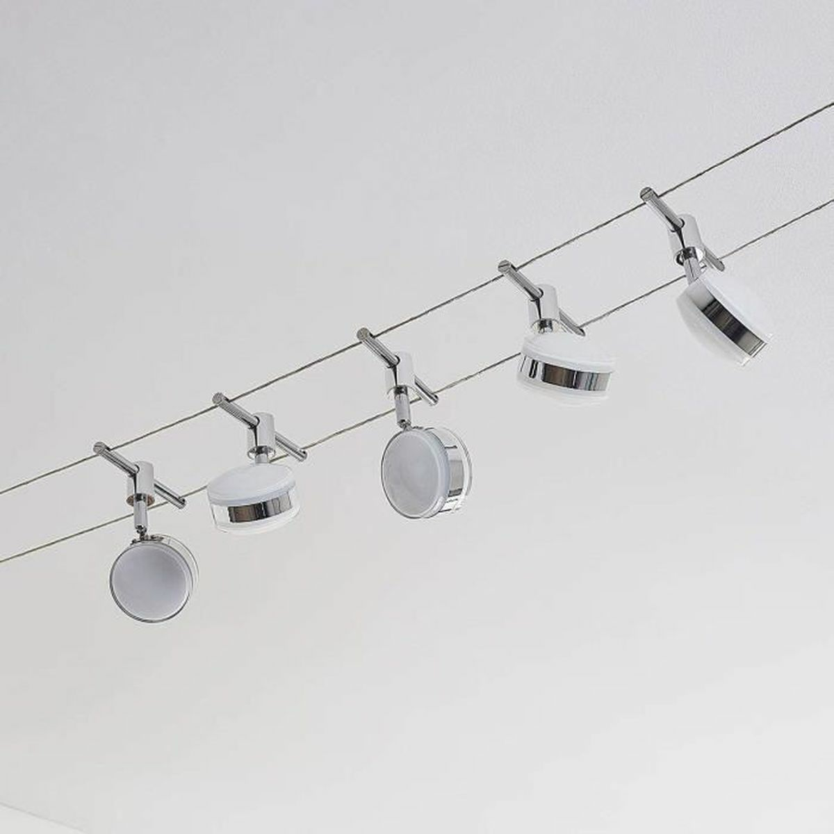 B-Ware Lampenwelt Led Seilsystem Deckenlampe Lampe Leuchte Ksenija Verchromt 5 Flammig - 4251096546859