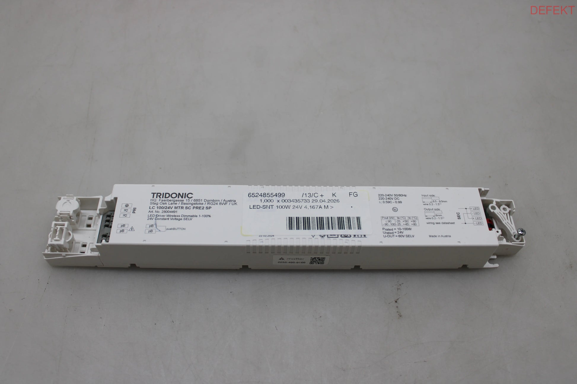 D-Ware Tridonic Led Treiber Netz Stromversorgung 100 W 24 V 4,167 A Matter Cv Defektware - 9006210799605