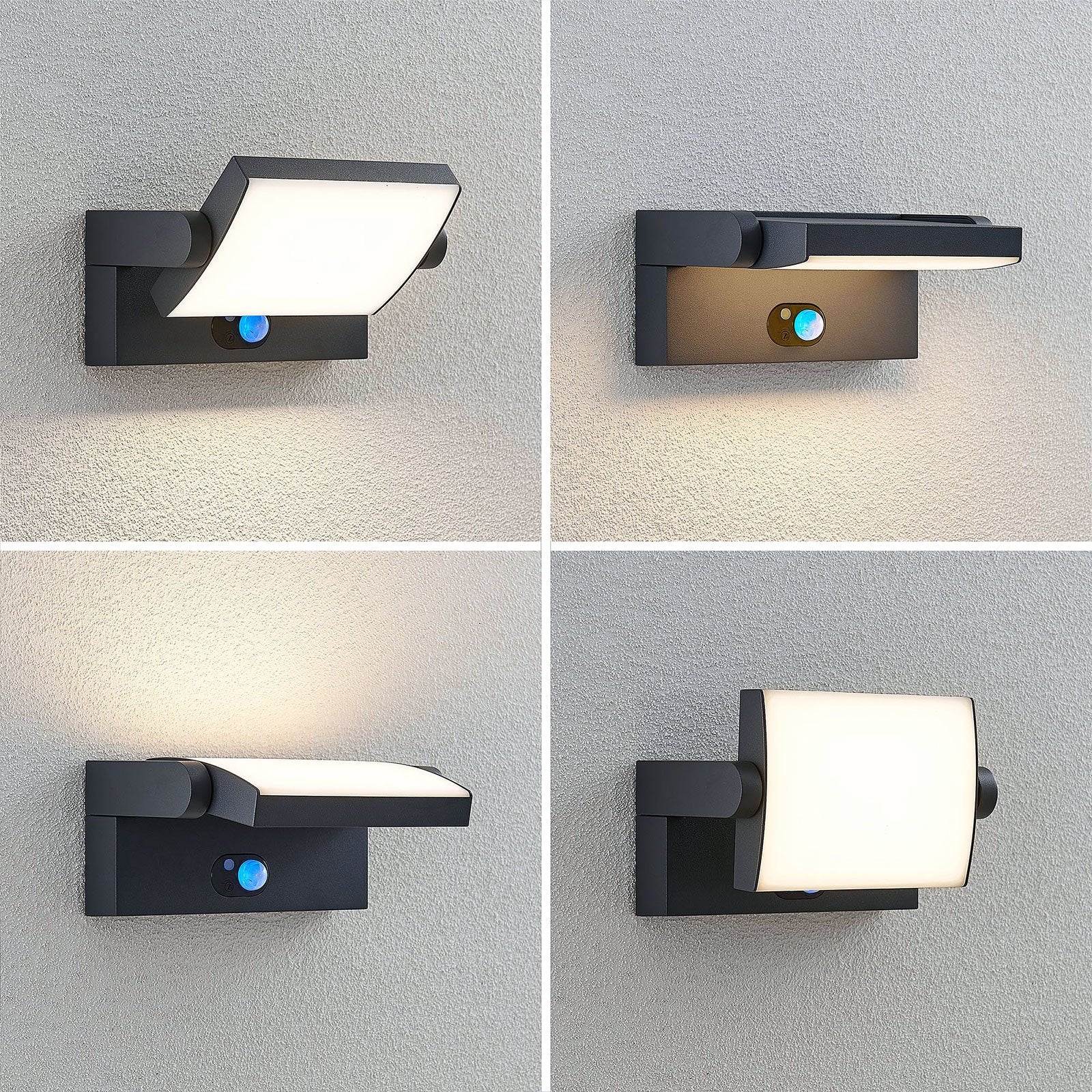 Lindby Außenlampe Außenwandleuchte LED Solarleuchte Sherin Sensor dunkelgrau - 4251096554519