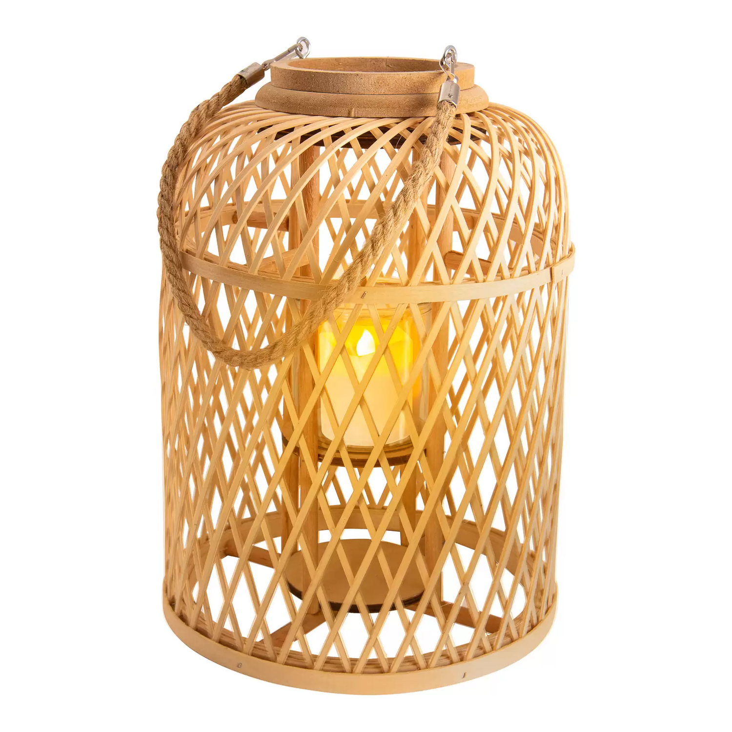 Näve Led Solarlaterne Korb Bambus Höhe 38 Cm Natur Laternenlicht Leuchte Lampe B-Ware - 4003222882634