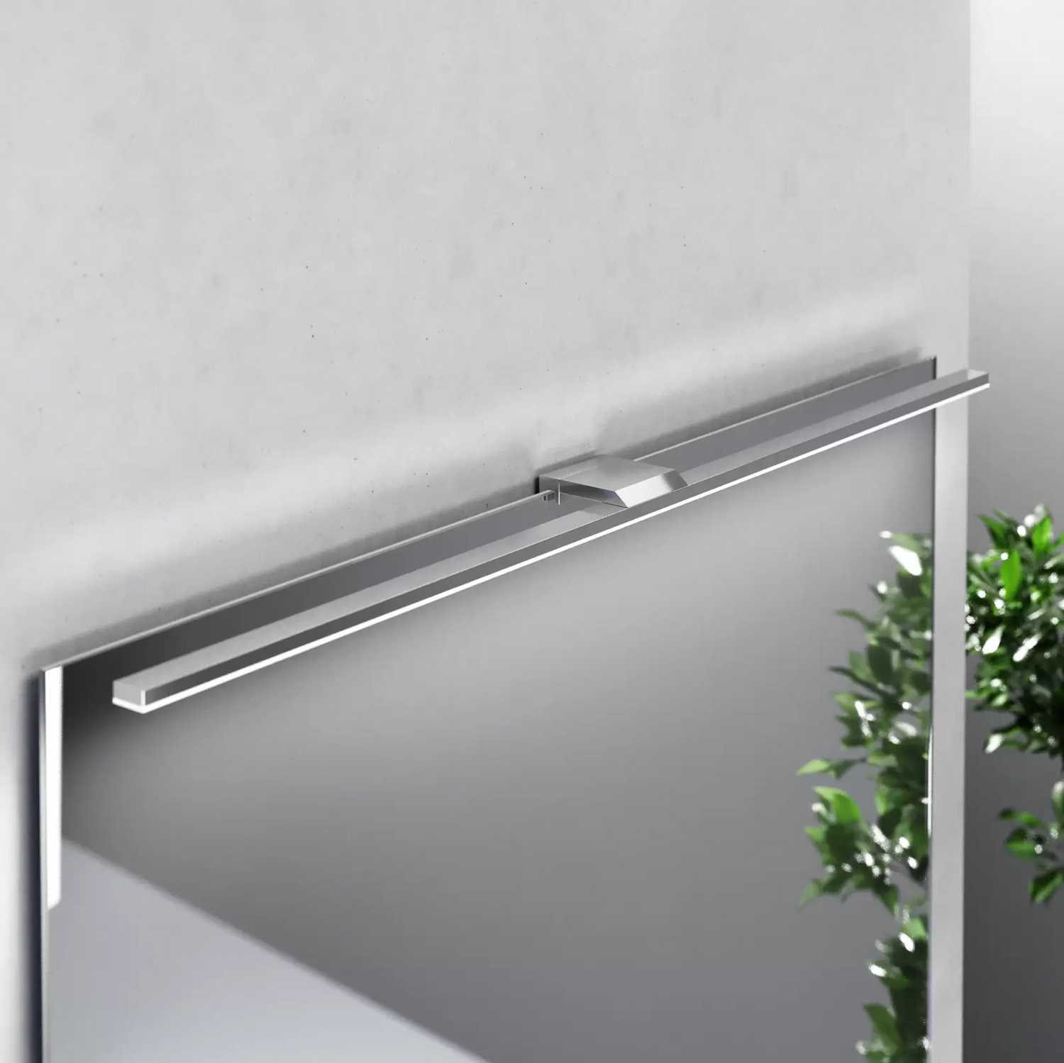 Miroir lumineux LED Triga de qualité B, lampe, luminaire, LED IP44, chromé, 80 cm, 4000 K