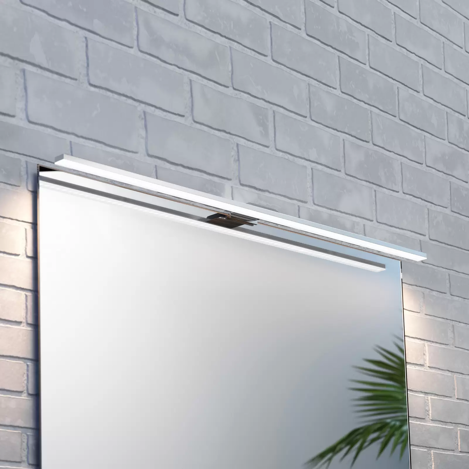 Miroir lumineux LED Triga de qualité B, lampe, luminaire, LED IP44, chromé, 80 cm, 4000 K