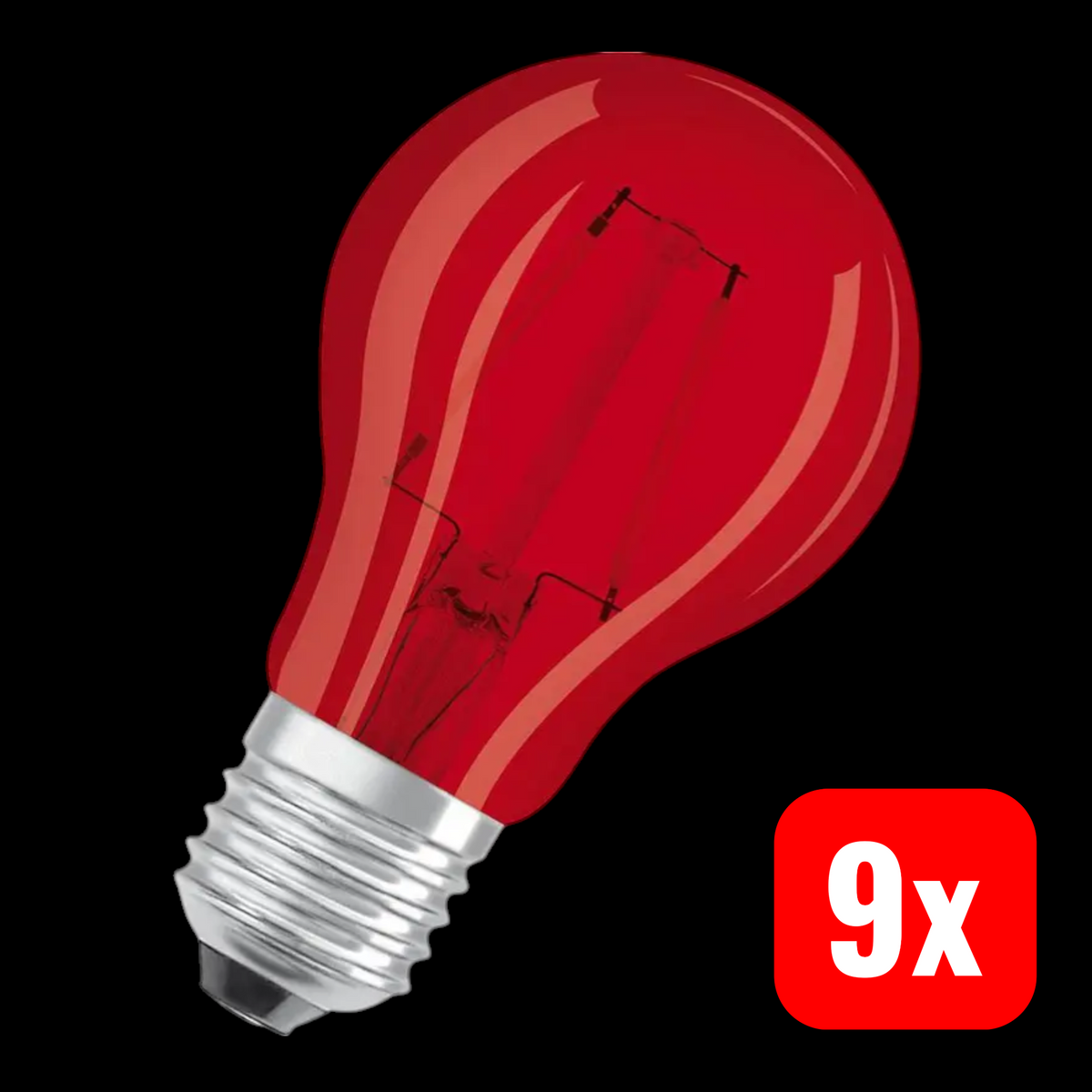 OSRAM LED Lampe Glühbirne E27 Rot Klar Classic A60 2,5W 230V Licht 9 STÜCK - 4058075433946