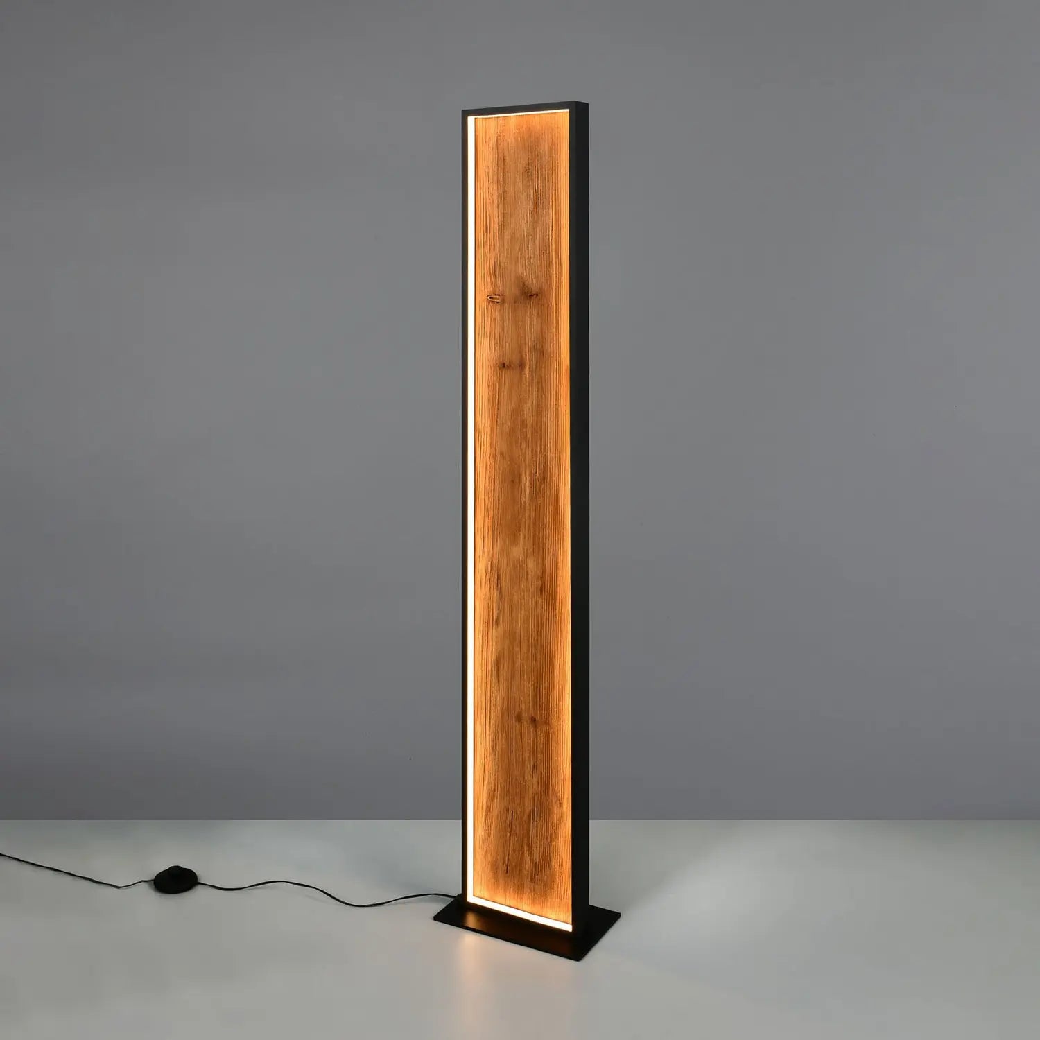 B-Ware Trio Lighting Stehlampe Standlampe Led Holz Schwarz Metall Schalter Dimmbar