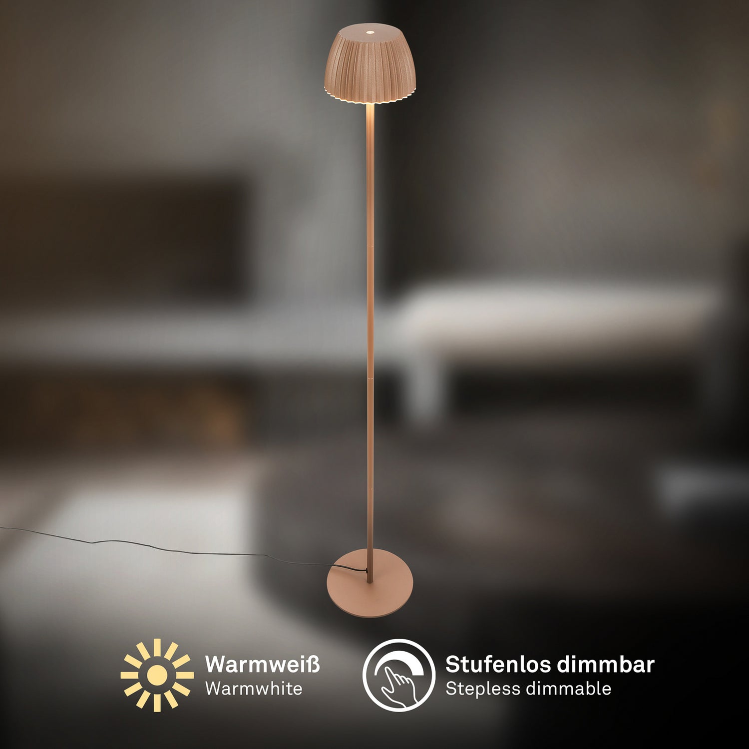 B-Ware Briloner Stehlampe Standlampe Led Braun Loca Kunststoff Metall Touchdimmer - 4002707485711