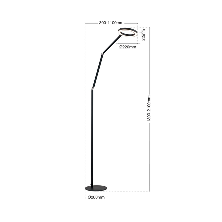 Led Stehlampe Ringo Schwarz Metall Verstellbar Dimmbar Lampe Leuchte Spot Licht B-Ware - 9003090277599