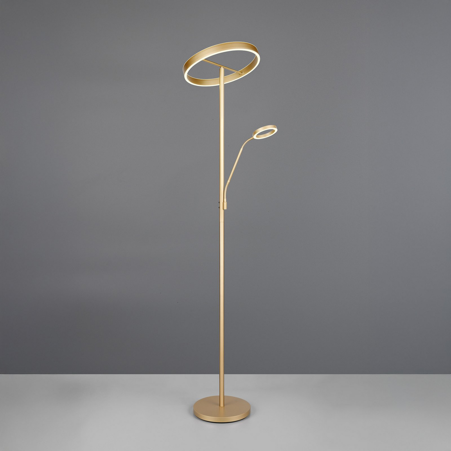 Lampadaire LED Willis de qualité B, doré, 180 cm de haut, métal, variateur CCT