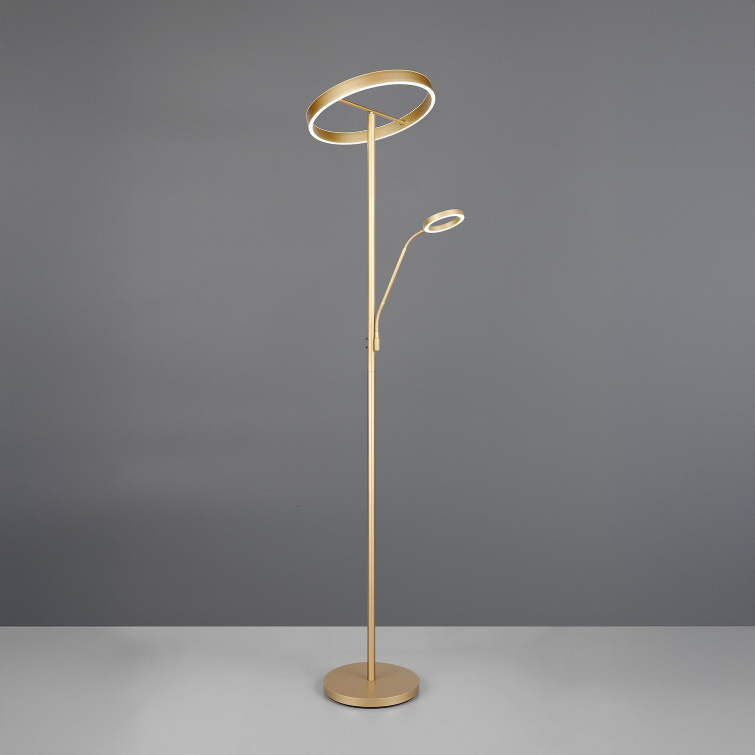 Lampadaire LED Willis de qualité B, doré, 180 cm de haut, métal, variateur CCT