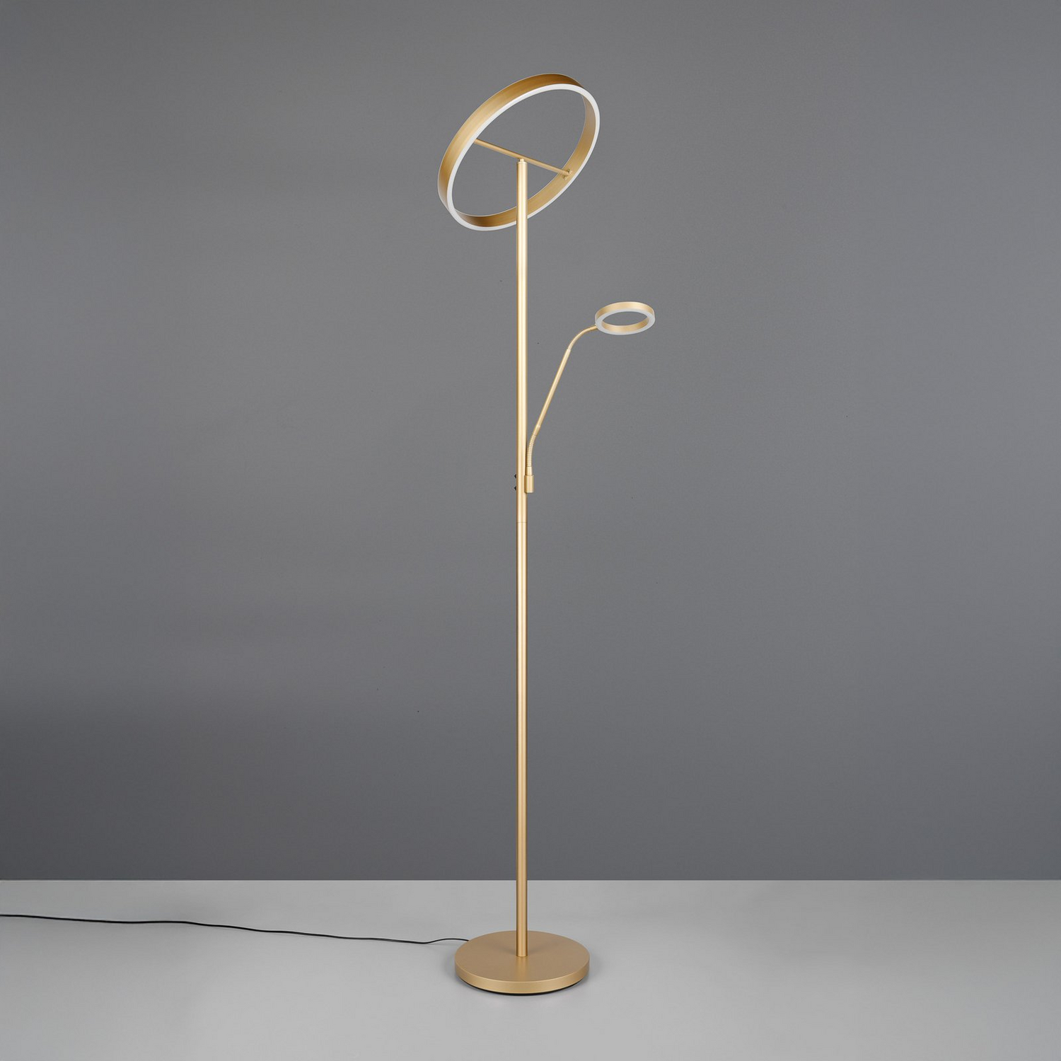 Lampadaire LED Willis de qualité B, doré, 180 cm de haut, métal, variateur CCT