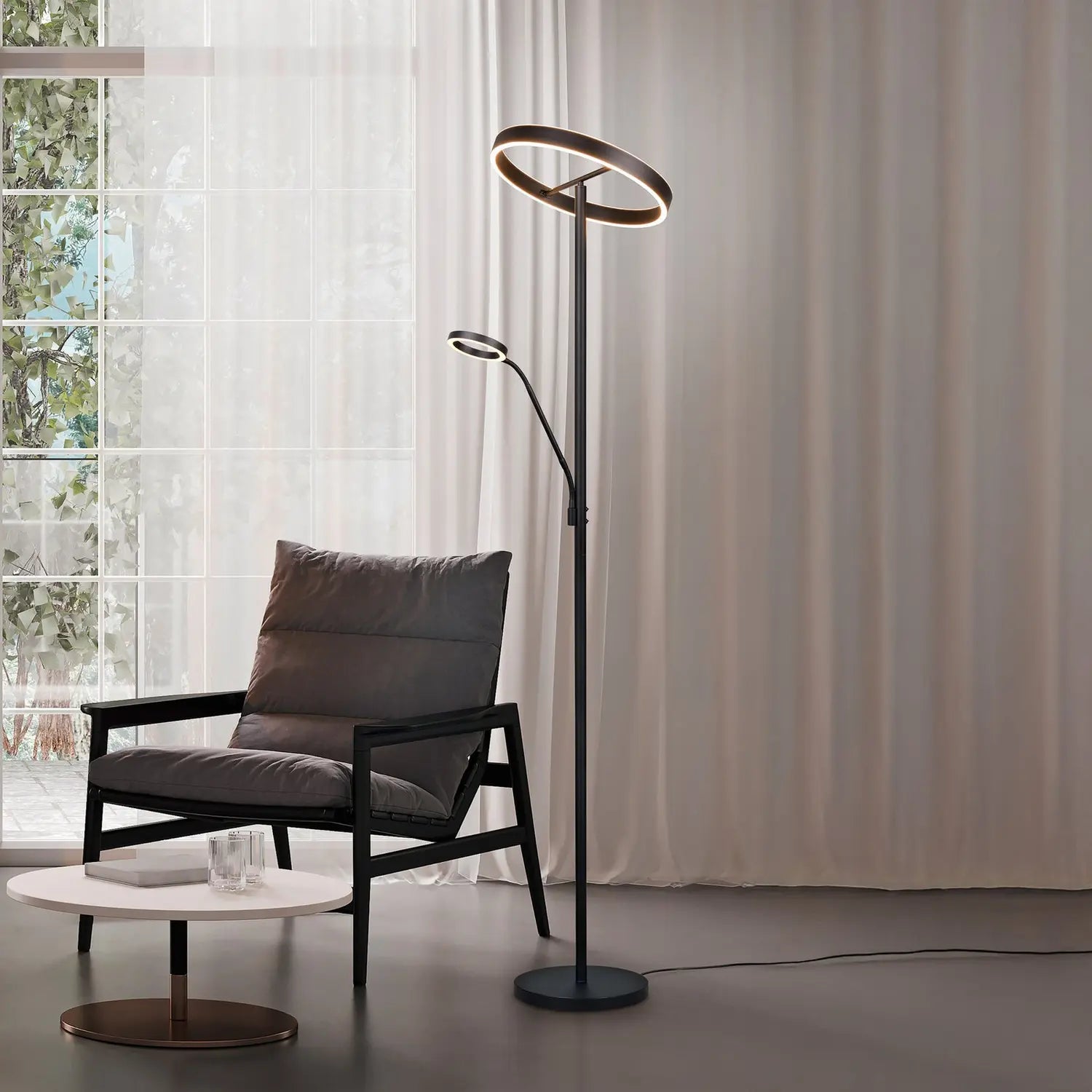 B-Ware Trio Lighting Led Stehlampe Standlampe Willis Schwarz Matt Metall Cct Dimmer