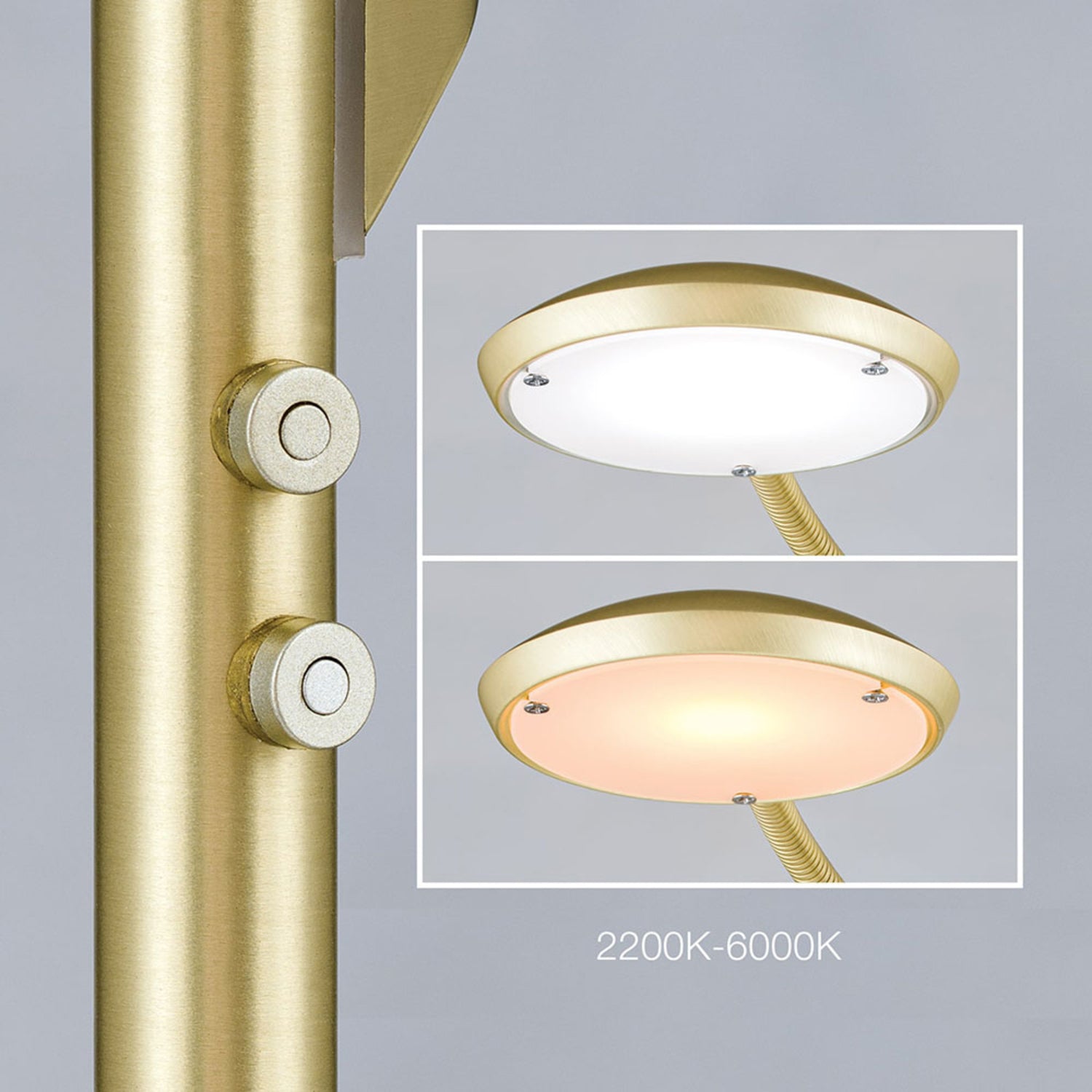 B-Ware Cobra Led Stehleuchte Standlampe Messing Matt Stahl Zweiflammig Dimmer Schalter - 9003090267408