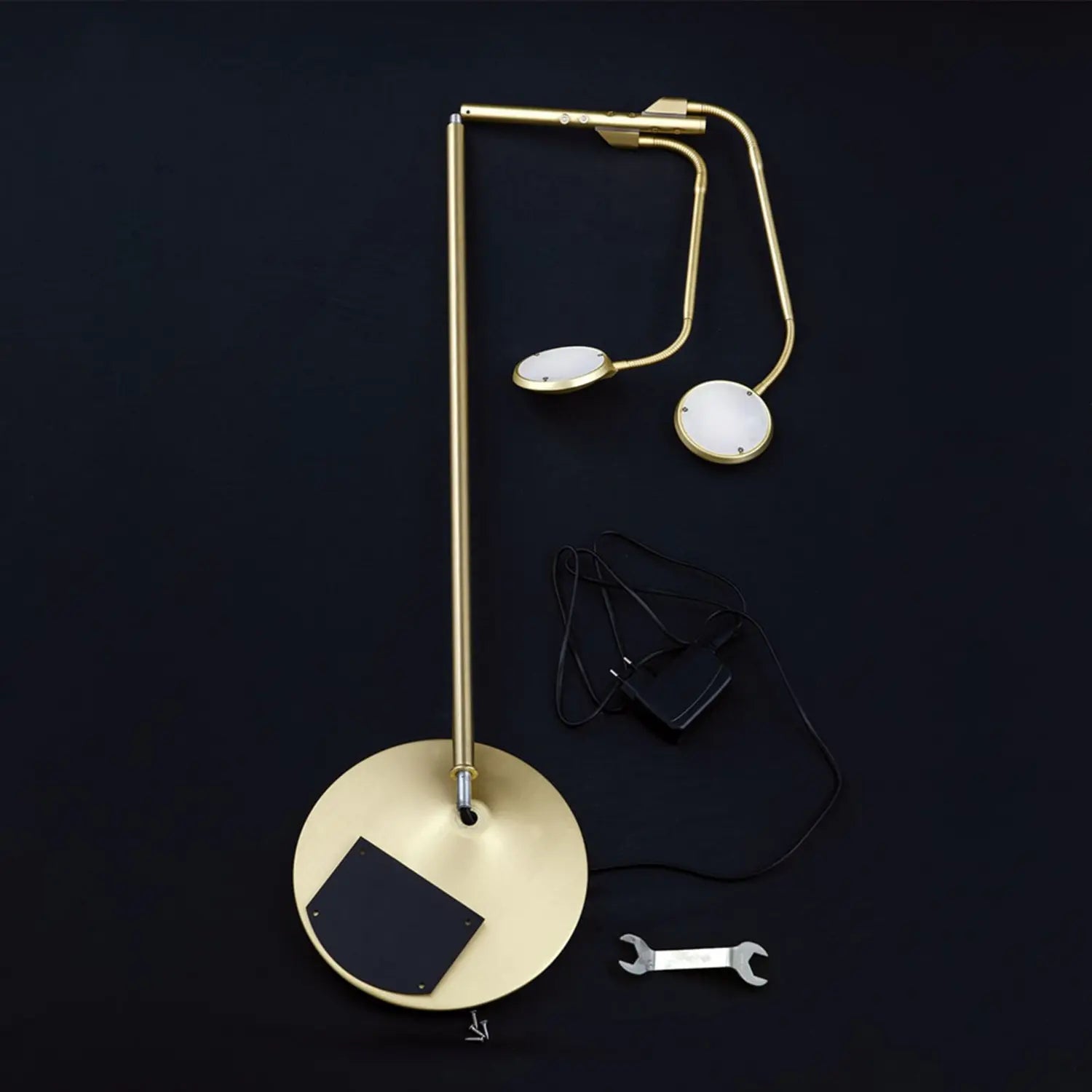 B-Ware Cobra Led Stehleuchte Standlampe Messing Matt Stahl Zweiflammig Dimmer Schalter - 9003090267408