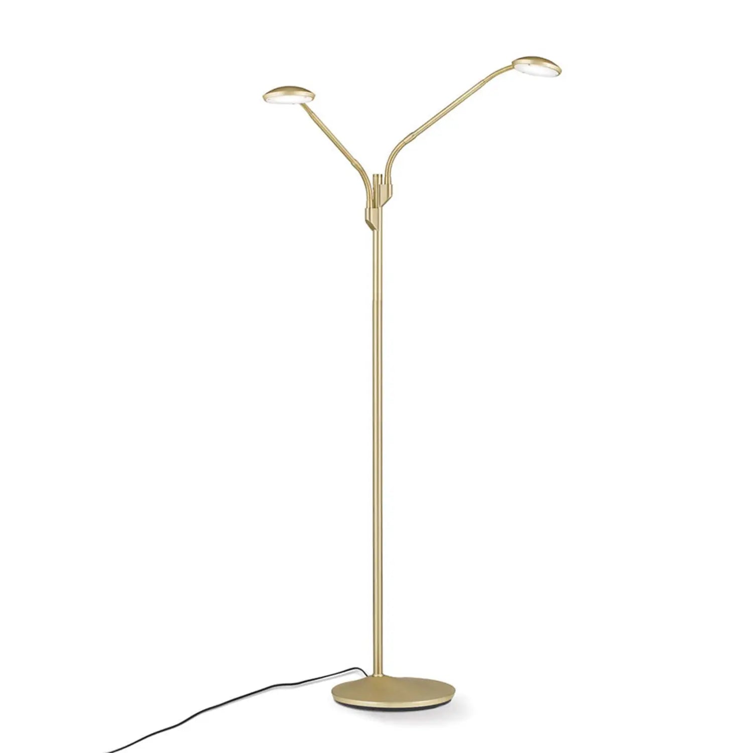 B-Ware Cobra Led Stehleuchte Standlampe Messing Matt Stahl Zweiflammig Dimmer Schalter - 9003090267408