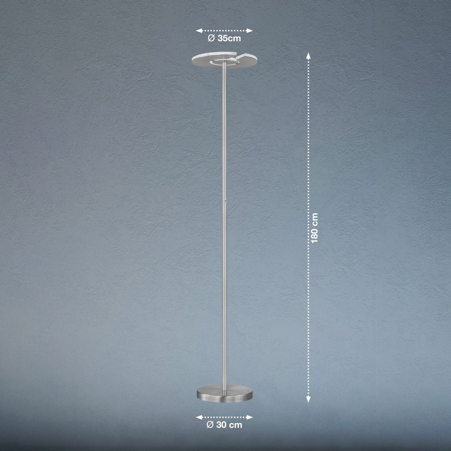 B-Ware Led Stehleuchte Dent Stehlampe Led Lampe Nickel Matt Chrom 180 Cm Cct 1 Flg - 4003694403207