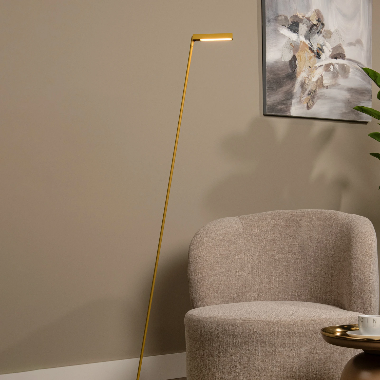 B-Ware Lucide Led Stehleuchte Lavale Stehlampe Leselampe Ockergelb Dimmbar Höhe 138 Cm