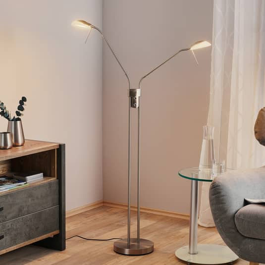 B-Ware Fischer & Honsel Led Stehleuchte Stehlampe Lampe Pool Tw, Zweiflammig, Nickel - 4003694400749