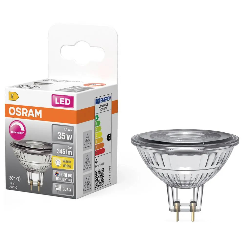 B-Ware Osram Led Reflektorlampe Spot Lampe Gu5.3 Warmweiß Transparent 3,4 W 12 V 5 Stück - 4099854457012