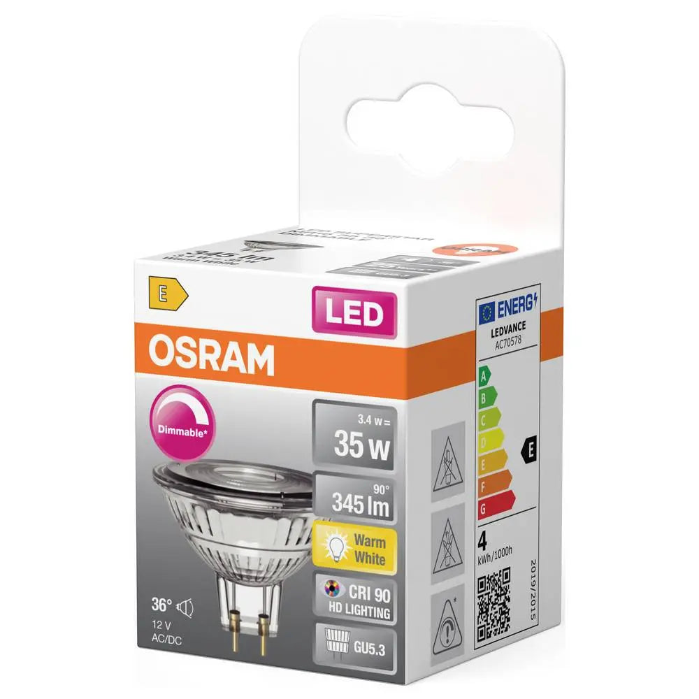 B-Ware Osram Led Reflektorlampe Spot Lampe Gu5.3 Warmweiß Transparent 3,4 W 12 V 5 Stück - 4099854457012
